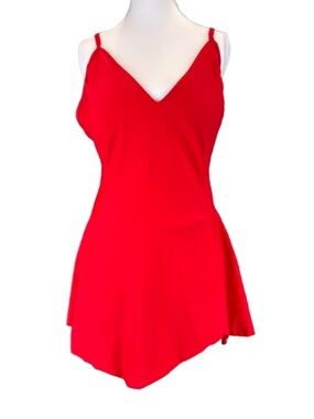 Red Swim Dress XL One Piece Bikini Bottoms Wrap Tie Skirt NWT